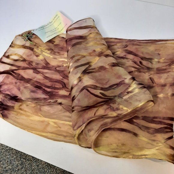 Hand Dyed Scarf Natural Browns Reds Cappuccino Easter Mother's Day Wedding NWT - Picture 6 of 6